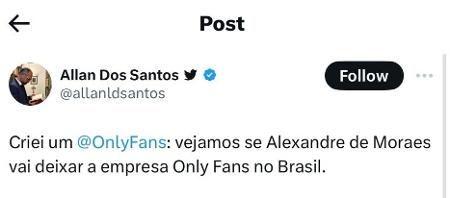 Blogueiro bolsonarista Allan dos Santos cria conta no OnlyFans