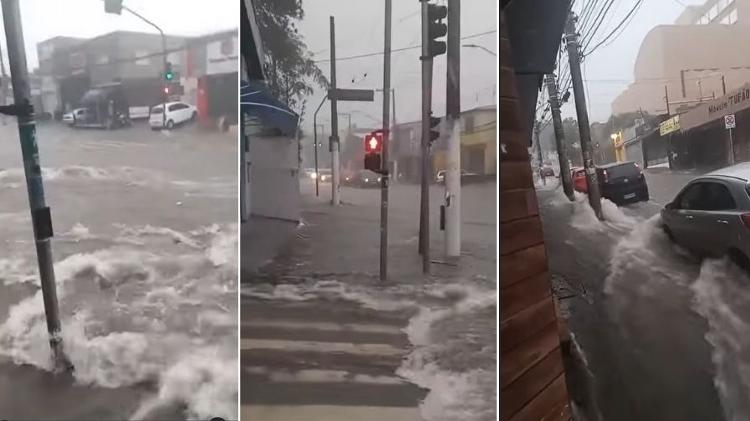 Ruas alagadas na zona leste de SP