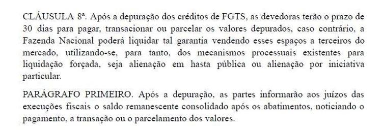 Trecho do acordo da União com a OAM Trecho do acordo da União com a OAM
