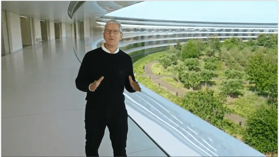 Tim Cook, apresentando os lançamentos da Apple - Reprodução
