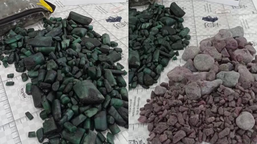 Mais de 21 kg de pedras preciosas como rubis, esmeraldas, alexandrita e safira foram apreendidos pela polícia - Reprodução/ Polícia Civil do DF