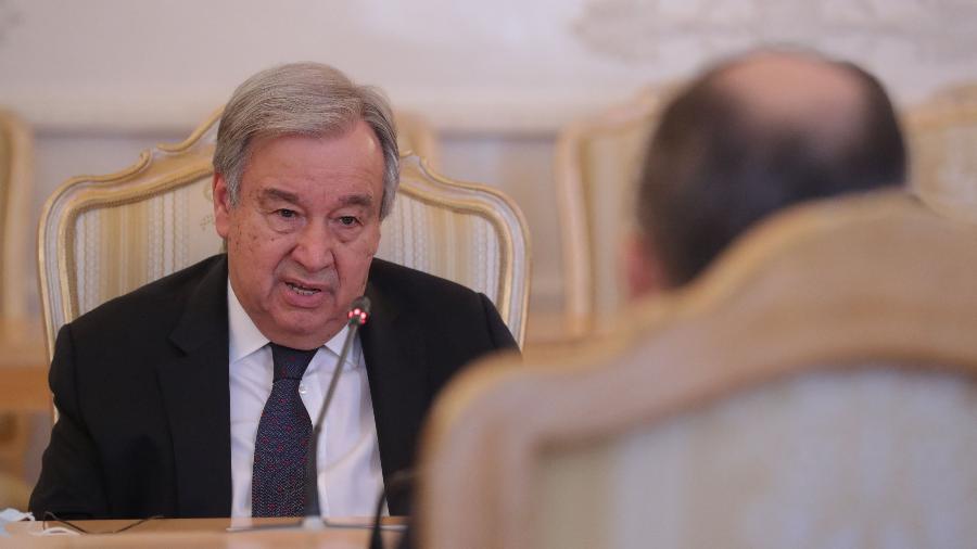 O secretário-geral da ONU, António Guterres, já falou  com o ministro das Relações Exteriores da Rússia, Sergei Lavrov, anteriormente - Maxim Shipenkov/AFP