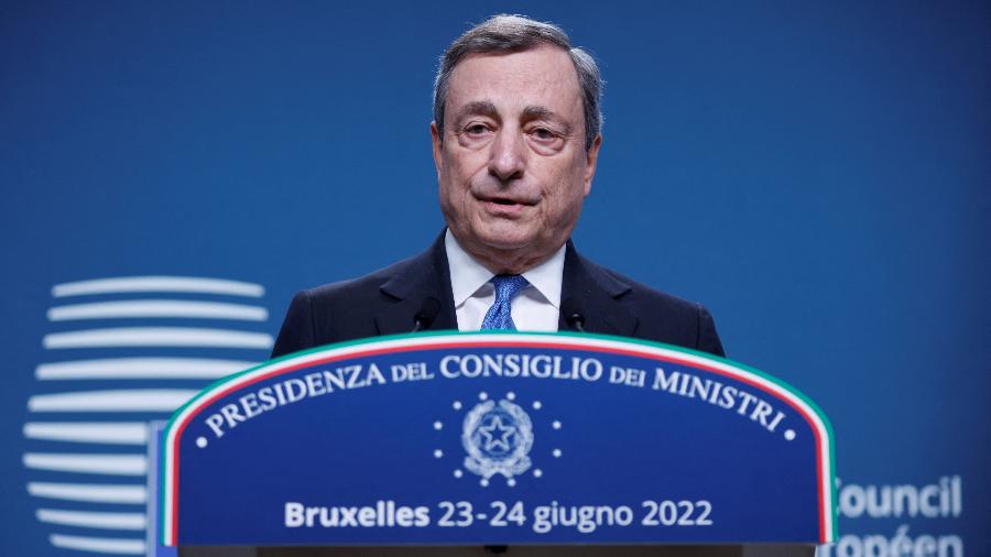 Primeiro-ministro da Itália Mario Draghi renunciou do cargo após seu governo de coalizão de unidade nacional entrar em colapso - REUTERS/Johanna Geron