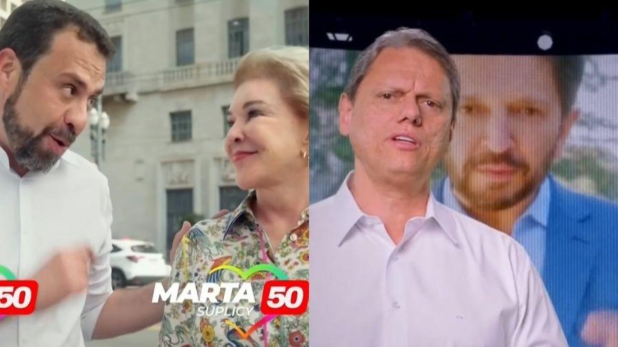 Boulos apareceu ao lado de Marta, e Tarcísio fez fala de apoio a Nunes em última propaganda eleitoral - Reprodução