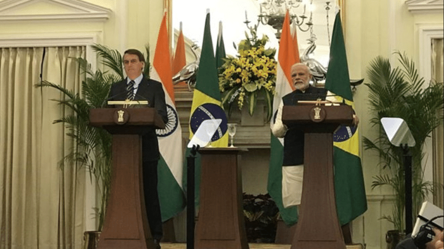 Presidente Jair Bolsonaro, em discurso na Índia - Ricardo Senra/BBC