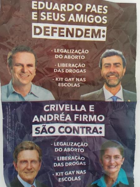 Panfleto espalhado pelo Rio de Janeiro com fake news - Reprodução
