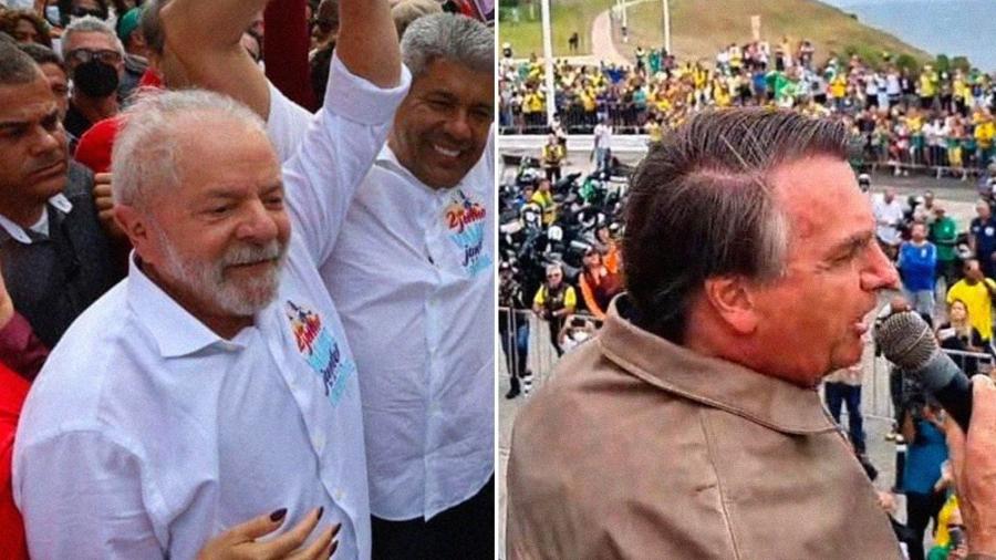 Bolsonaro e Lula em pré-campanha - Arte/UOL