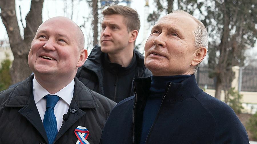 No sábado (18), Putin também foi a Sevastopol para marcar o 9º aniversário da anexação da Crimeia - Divulgação/Presidência da Rússia/AFP