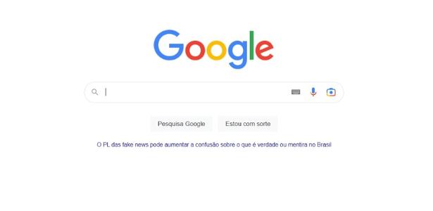 Campanha do Google contra PL, que foi retirada à tarde