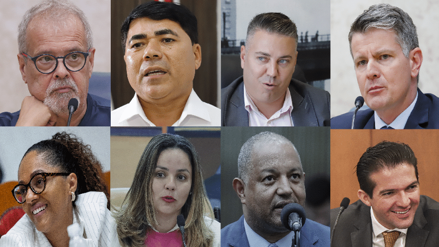 Ricardo Teixeira, Nunes Peixeiro, Danilo do Posto e Major Palumbo (acima); Sonaira Fernandes, Janaína Lima, André Santos e Rubinho Nunes (abaixo)