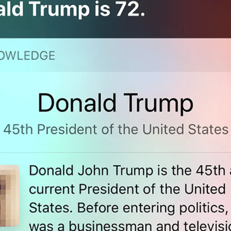 Para Siri, assistente pessoal da Apple, a imagem de Donald Trump, presidente dos EUA, é um pênis. - Reprodução/iPhone