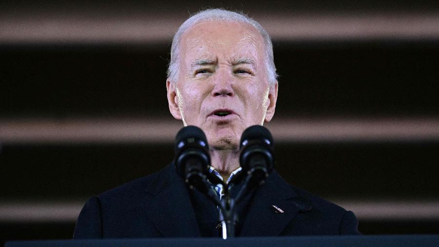 20.dez.2023 - O presidente dos EUA, Joe Biden, discursa em Milwaukee, Wisconsin