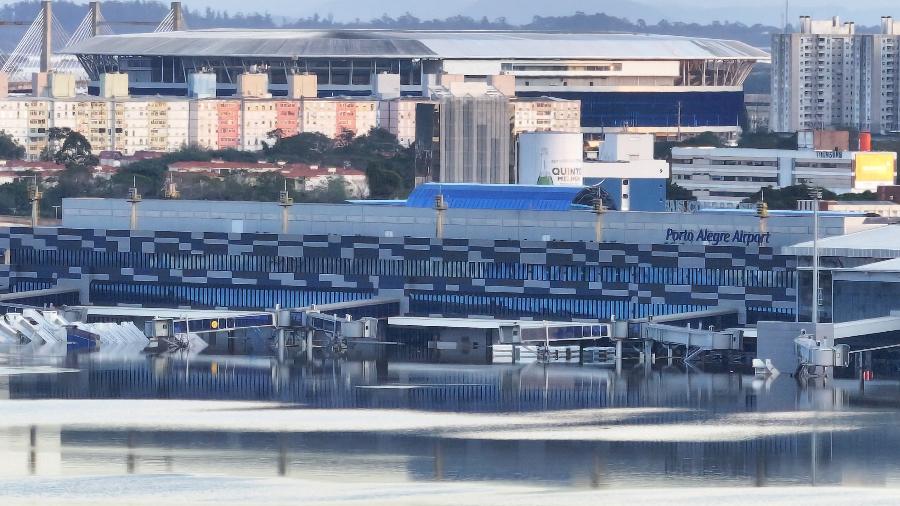 Aeroporto Internacional Salgado Filho, em Porto Alegre, ficou alagado