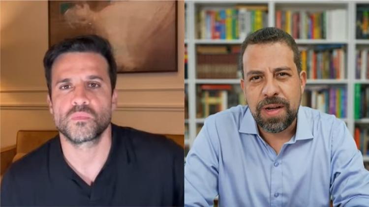 Pablo Marçal e Guilherme Boulos em transmissão nas redes sociais