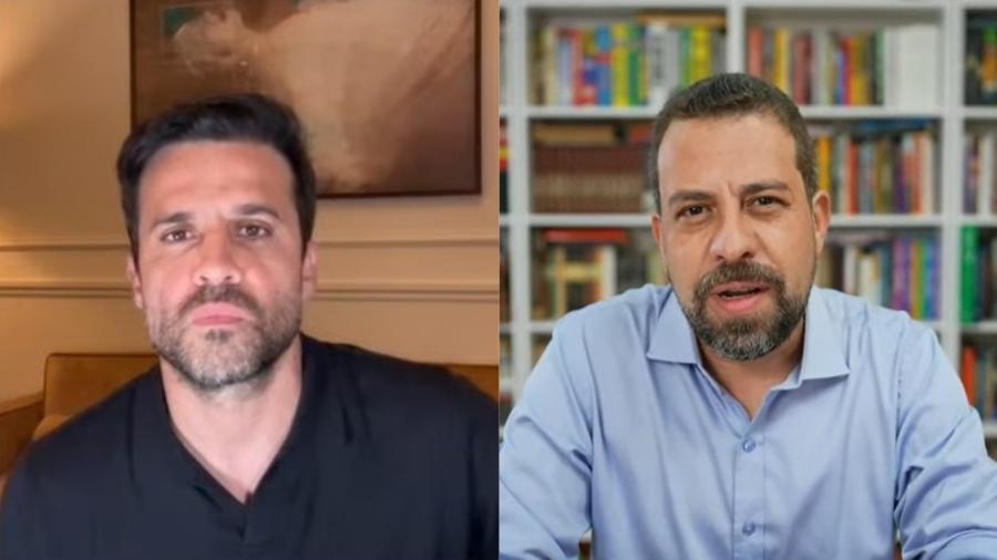 Pablo Marçal e Guilherme Boulos em transmissão nas redes sociais