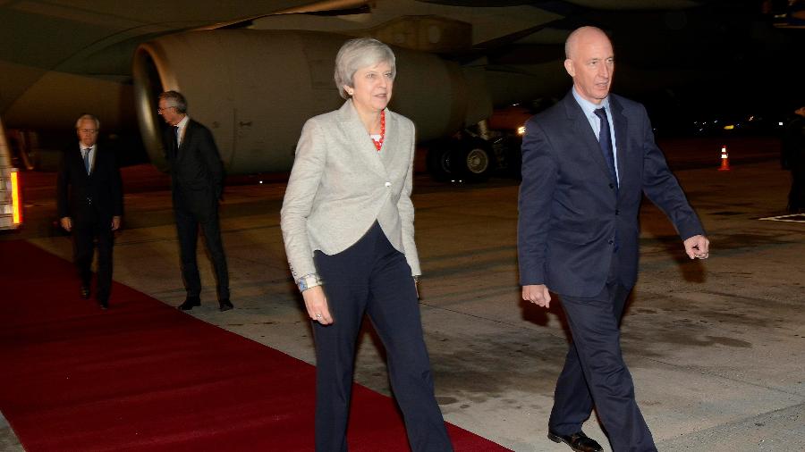 Primeira ministra do Reino Unido, Theresa May, chega ao encontro de líderes do G20, em Buenos Aires - Handout/Reuters
