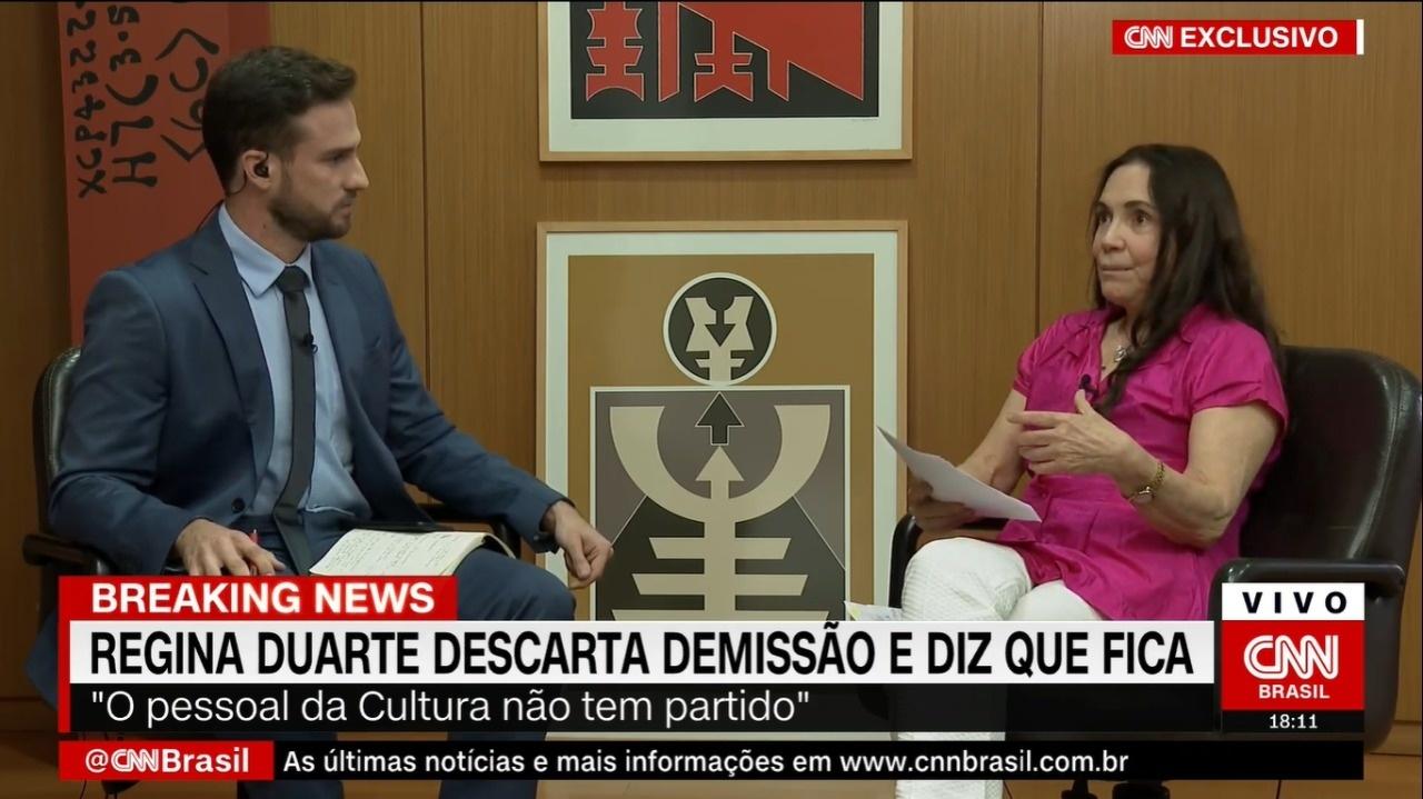 Regina Duarte chamou seguranças para tentar coagir equipe da CNN ...