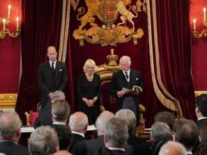 King Charles III with Queen Consort Camilla and Prince William - PA Media - PA Media