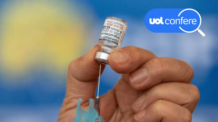 Vacinação contra covid-19 com bivalente começou em fevereiro de 2023 no Brasil; na foto, frasco da vacina bivalente - Arte/UOL sobre foto de Fabio Rodrigues Pozzebom/ Agência Brasil