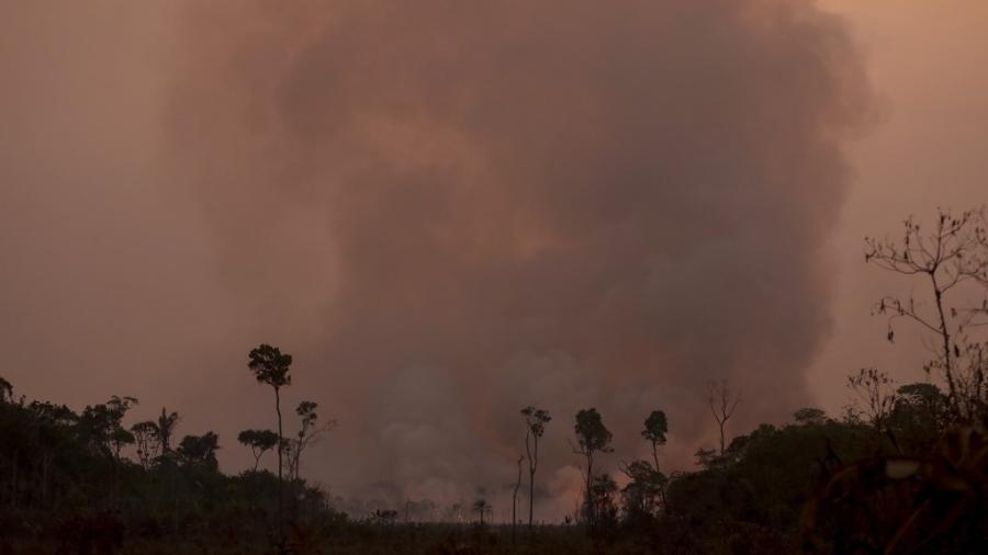 Fogo de queimadas ilegais atinge cidade de Humaitá, no Amazonas - MICHAEL DANTAS / AFP