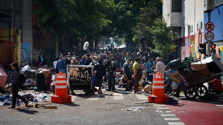 Pessoas em situação de rua e usuários de droga se concentravam na Rua Helvétia - ROBERTO HERRERA/FOTOARENA/FOTOARENA/ESTADÃO CONTEÚDO
