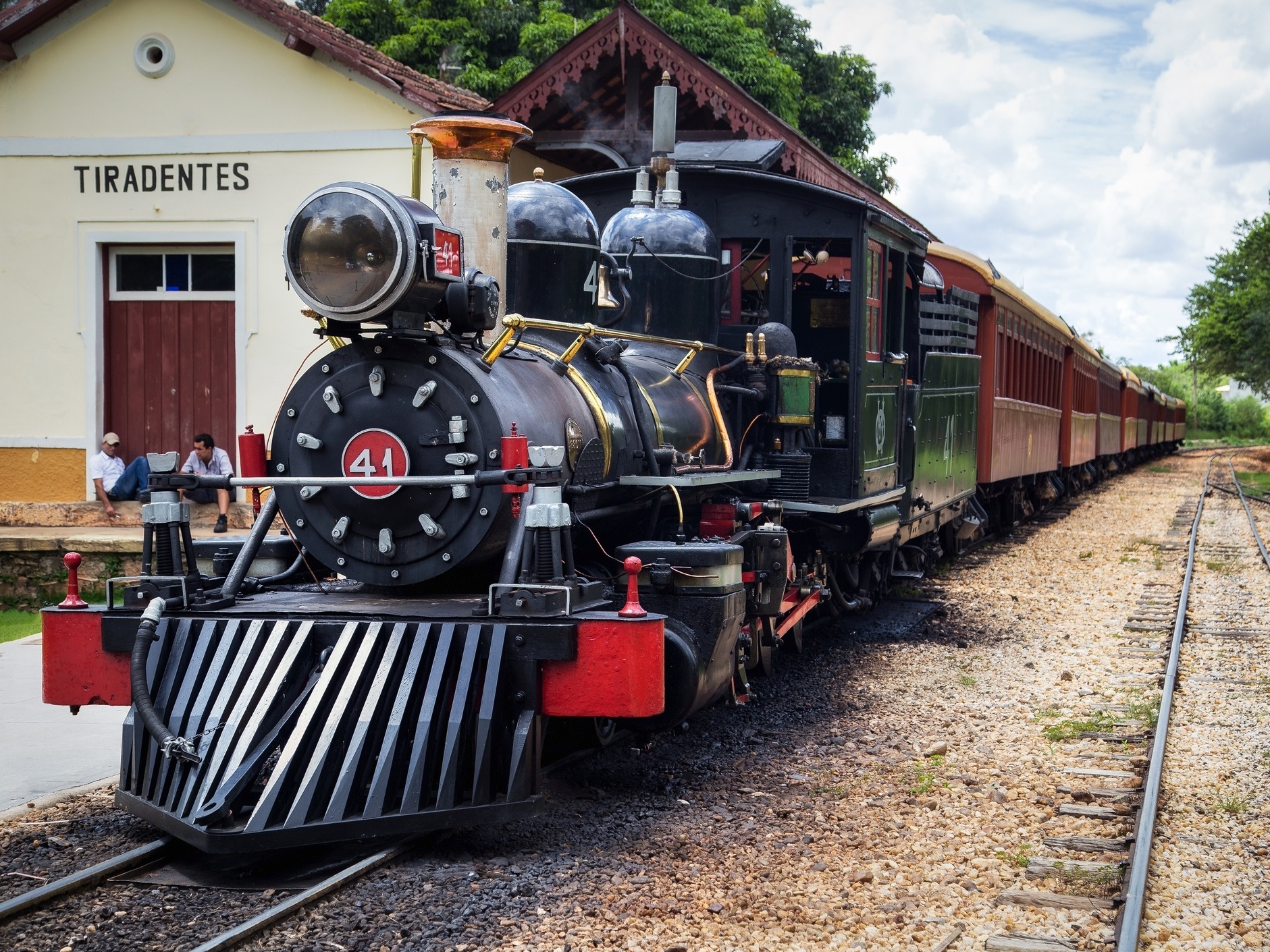 Relógio Grande Locomotiva americana do trem do vapor