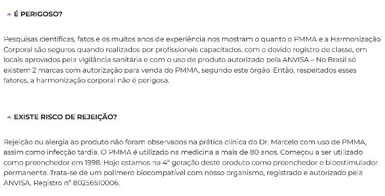Página do médico cita o uso de substância não recomendada pela Anvisa Página do médico cita o uso de substância não recomendada pela Anvisa