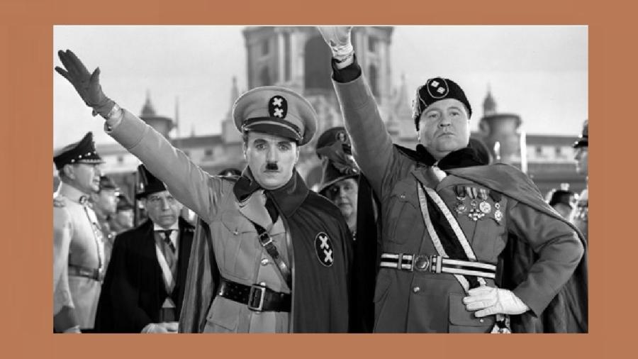 Charlie Chaplin interpreta Adenoid Hynkel, e Jack Oakie, Benzino Napaloni, os tiranos do filme O Grande Ditador, que governam, respectivamente, os países de Tomânia e Bactéria. Em A Anatomia do Fascismo, Robert Paxton explica como ditadores da vida real chegaram ao poder: com a cumplicidade dos conservadores Charlie Chaplin interpreta Adenoid Hynkel, e Jack Oakie, Benzino Napaloni, os tiranos do filme O Grande Ditador, que governam, respectivamente, os países de Tomânia e Bactéria. Em A Anatomia do Fascismo, Robert Paxton explica como ditadores da vida real chegaram ao poder: com a cumplicidade dos conservadores