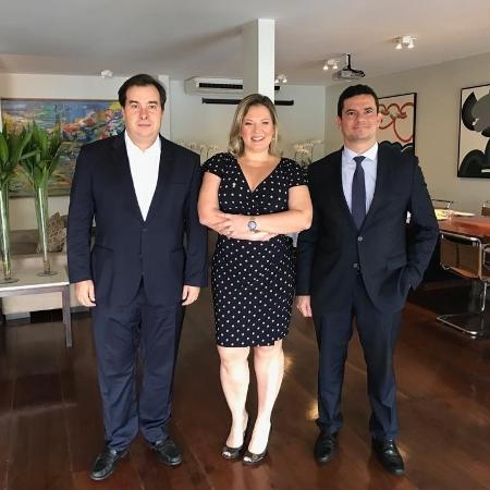 28.mar.2019 - Rodrigo Maia, Joice Hasselmann e Sergio Moro - Arquivo pessoal