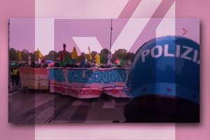 Protesto anti-Bolsonaro na Itália não teve manifestantes enviados pelo PT (Foto: Projeto Comprova)