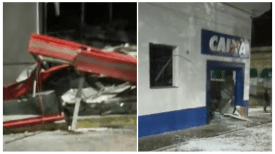 O interior das agências, localizadas na região central de Salesópolis, foi destruído pelas explosões