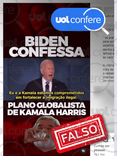 23.ago.2024 - Biden não afirmou que ele e Kamala estão comprometidos com imigração ilegal