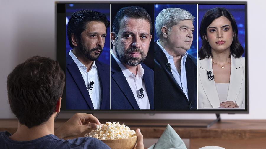 Ricardo Nunes, Guilherme Boulos, José Luiz Datena e Tabata Amaral terão tempo de TV - Montagem/Freepik/Band TV