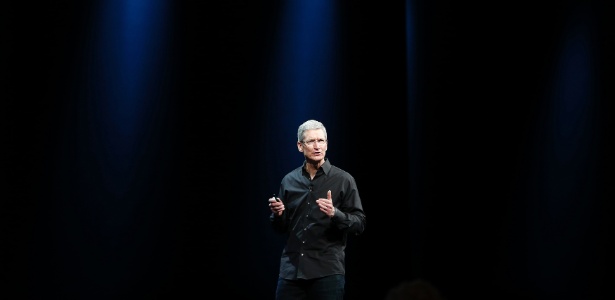 Tim Cook, CEO da Apple, durante apresentação na sede da empresa em Cupertino, Califórnia - Stephern Lan/Reuters