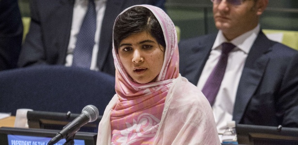Malala discursa na ONU um ano após ser baleada por talibãs no Paquistão  - AFP