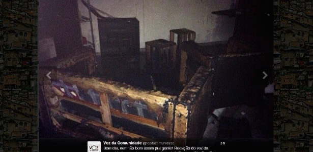 Um incêndio atingiu um imóvel onde funcionava o jornal "A Voz da Comunidade" e a pousada AfroReggae - Reprodução/Twitter