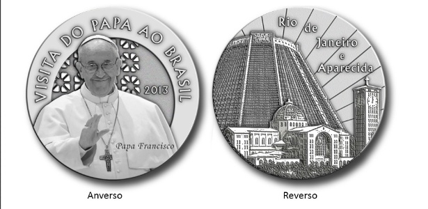 Casa da Moeda produz medalha em homenagem à visita do Papa Francisco ao Brasil - Divulgação/Casa da Moeda