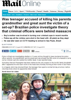 Jornal britânico "Daily Mail" publicou reportagem que diz que garoto pode ter sido vítima de uma armação - Reprodução/"Daily Mail"