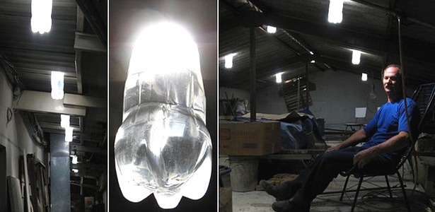 O mineiro Alfredo Moser criou a lâmpada "engarrafada" durante a série de apagões que o Brasil enfrentou em 2002 - BBC