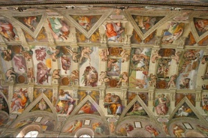 Teto da Capela Sistina, no Vaticano, pintado por Michelangelo - Reprodução