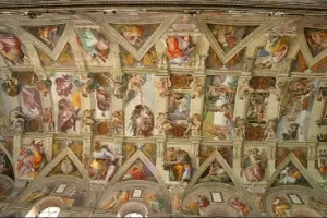 Teto da Capela Sistina, no Vaticano, pintado por Michelangelo - Reprodução