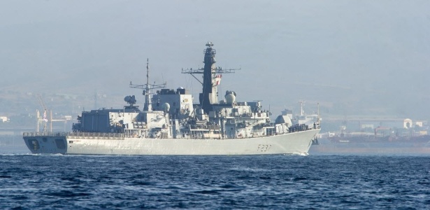 Fragata britânica HMS Westminster chega a Gibraltar em agosto, em meio a tensões diplomáticas entre a Inglaterra e a Espanha - Marcos Moreno/AFP