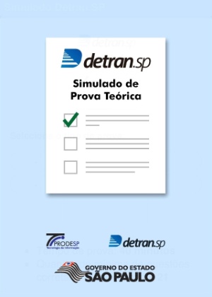 Tela do aplicativo Simulado de Prova Teórica, desenvolvido pelo Detran-SP; o programa facilita a tarefa de estudar para a prova teórica para tirar carteira de motorista - Reprodução