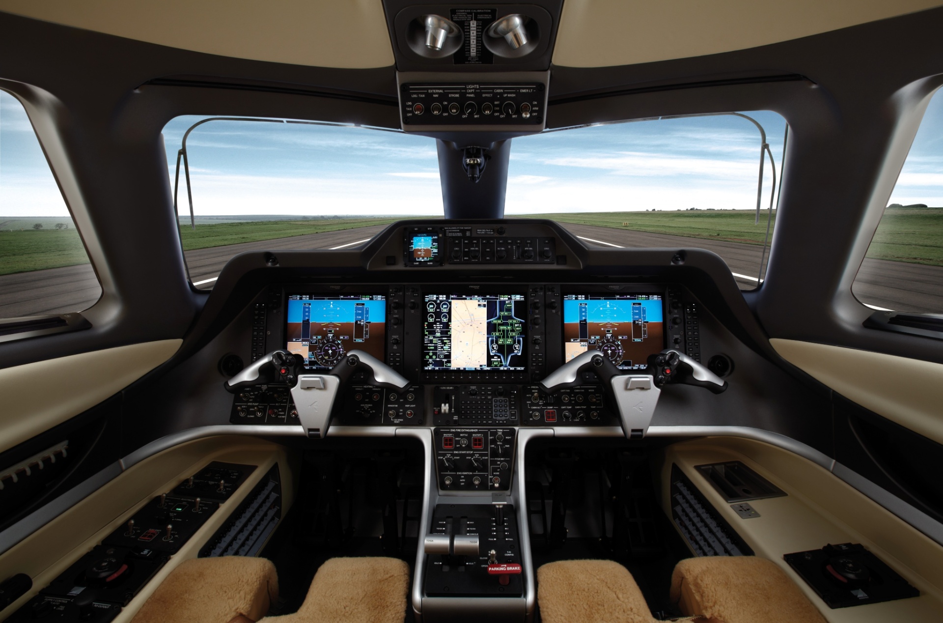 Detalhe da cabine de comando do Phenom 300, modelo da linha da Embraer mais vendida no segmento do agronegócio - Embraer/Divulgação