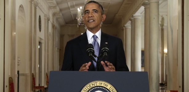 Obama faz discurso para a nação do Salão Leste da Casa Branca para falar sobre a Síria - Evan Vucci/Pool/AFP