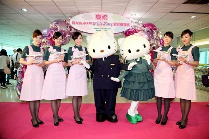 Aviões da Hello Kitty, da companhia aérea EVA, fazem voos regionais para a Ásia e de longa distância para os EUA - Divulgação