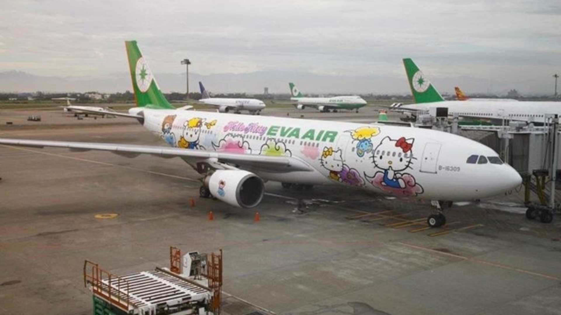 Aviões da Hello Kitty, da companhia aérea EVA, fazem voos regionais para a Ásia e de longa distância para os EUA - Divulgação