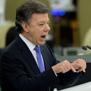 O presidente da Colômbia, Juan Manuel Santos, que disse ser espionado