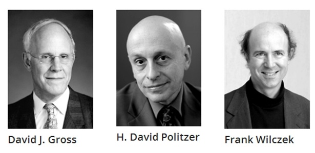 David J. Gross, H. David Politzer e Frank Wilczeck, ganhadores do Nobel de Física de 2004 - Divulgação/Nobel