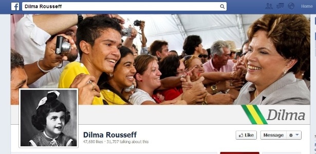 Perfil de Dilma Rousseff no Facebook com foto de sua infância - Reprodução/Facebook